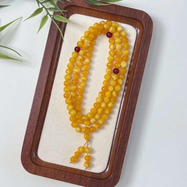 W036藏族精工打磨  飘花108多圈圆珠手串6mm