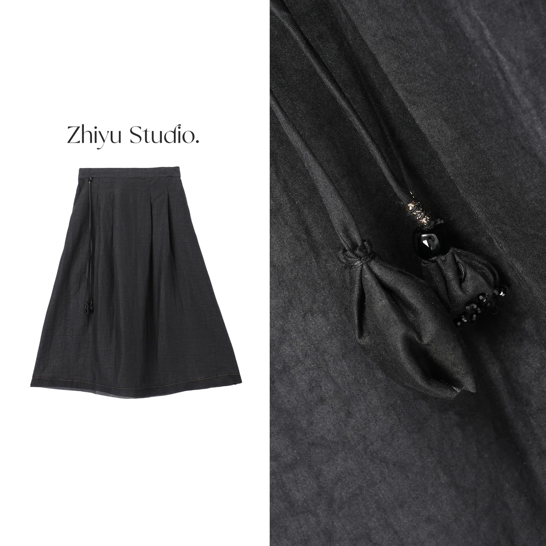 梦可-QS250128新中式桑蚕丝气质百搭宽松半身裙复古中国风