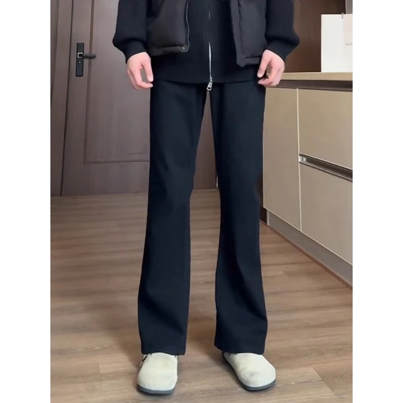 cleanfit黑色柳叶弯刀牛仔裤男美式潮牌显瘦显腿长裤子直筒微喇裤