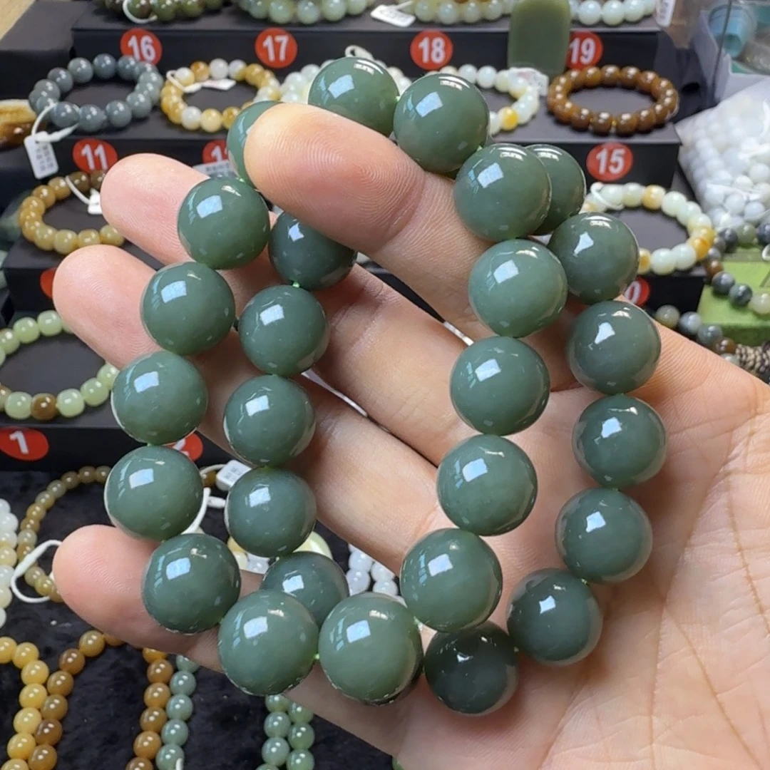 和田玉未镶嵌手链新疆且末蓝卡14 福利款 需要包容结构