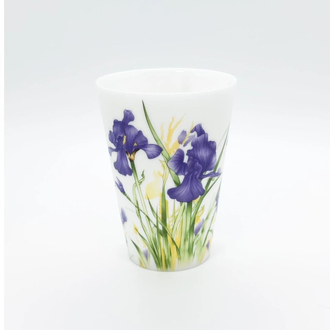 德化白瓷主人杯羊脂玉瓷鸢尾花大杯可乐杯家用喝茶个人品茗杯陶瓷