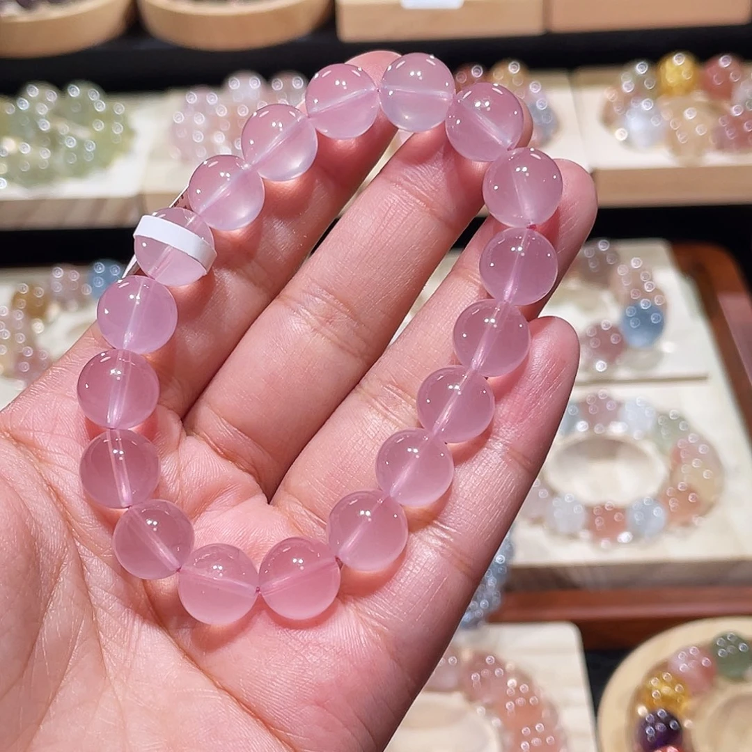 水晶未镶嵌手链粉水晶手链，晶体通透