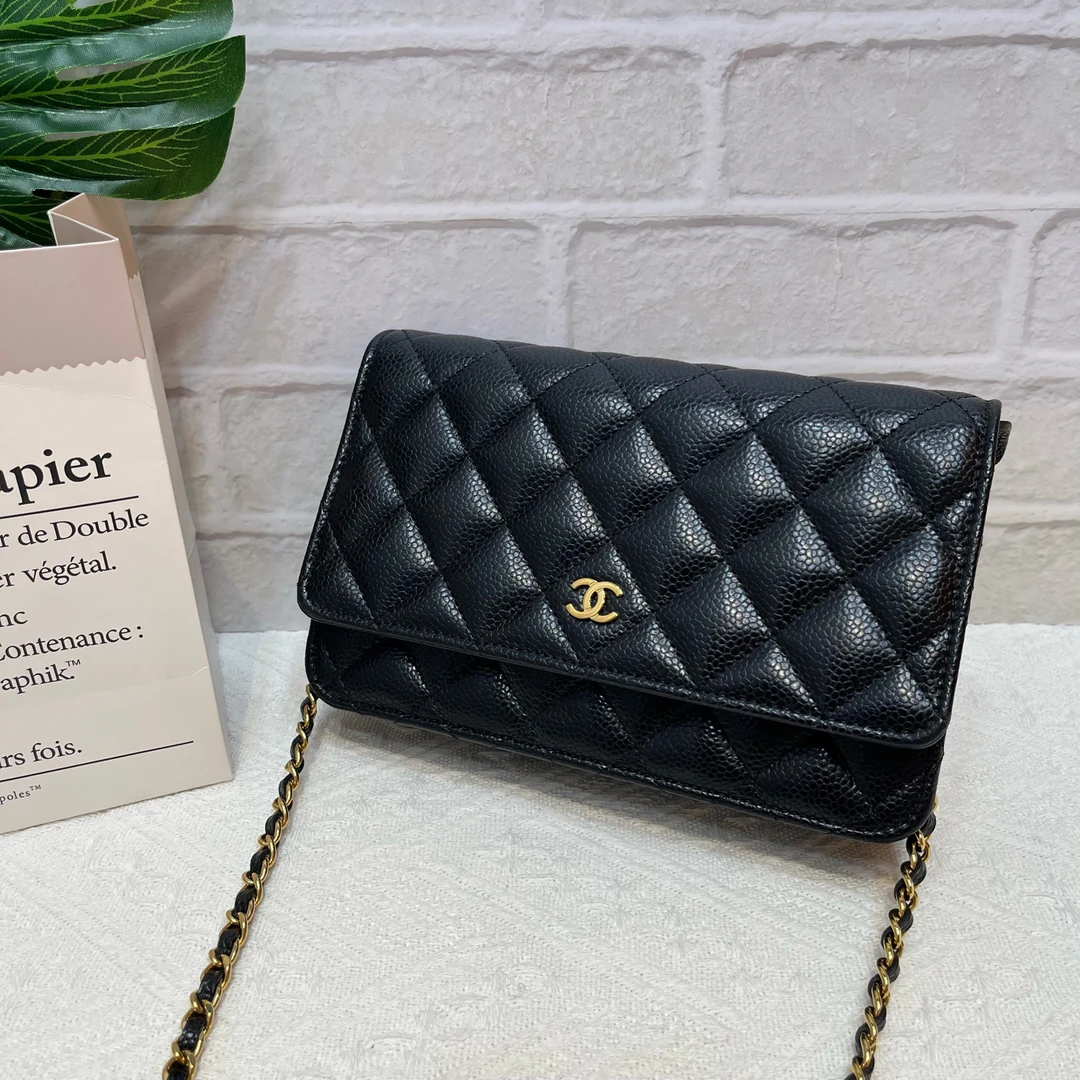 99新 Chanel/香奈儿 /发财woc黑金荔枝纹 24年芯片款