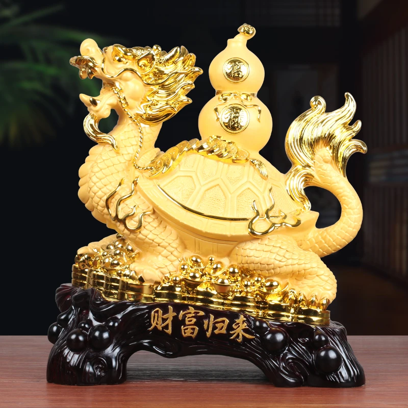 财富归来龙龟葫芦摆件树脂工艺品办公室玄关书房玄关开业装饰礼品