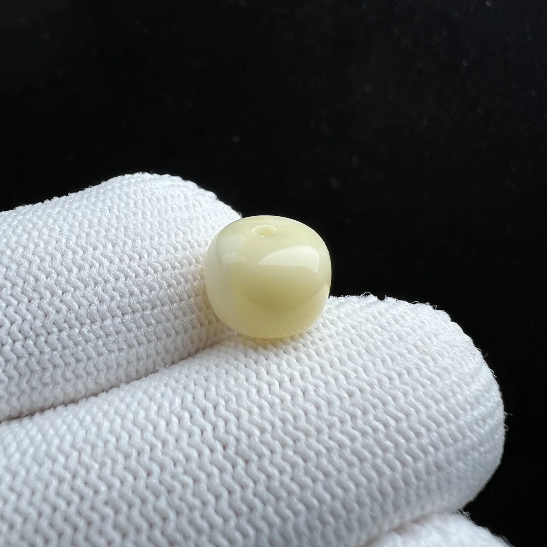 M6478天然俄料蜜蜡 白蜡老型单珠9.4*7.7mm 支持鉴定假一罚四