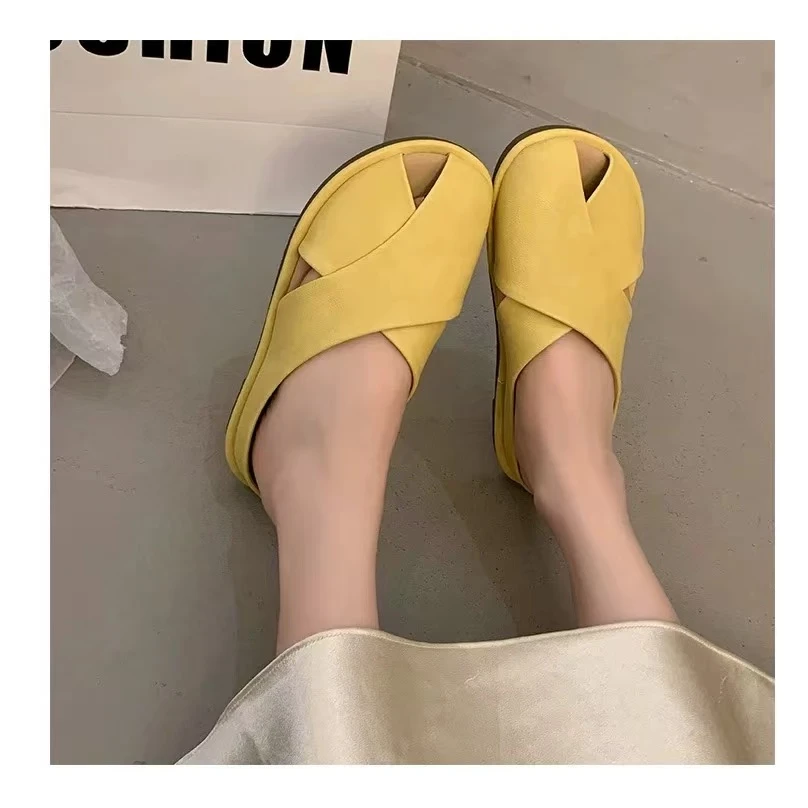 秋冬休闲款法式拖鞋女新款配裙子包头拖鞋25309