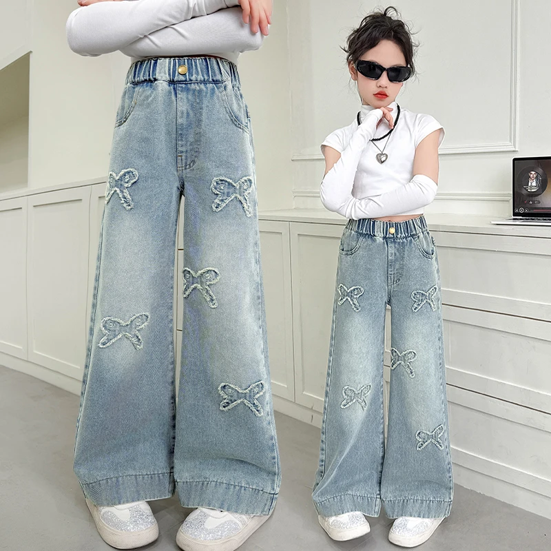 女童牛仔裤春秋新款洋气儿童裤子宽松显瘦直筒裤中大童外穿阔腿裤