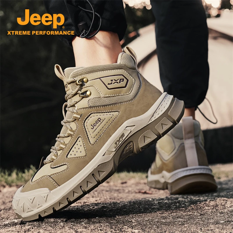 JEEP吉普2025冬季新款男士运动鞋户外徒步厚底耐磨休闲高帮劳保鞋