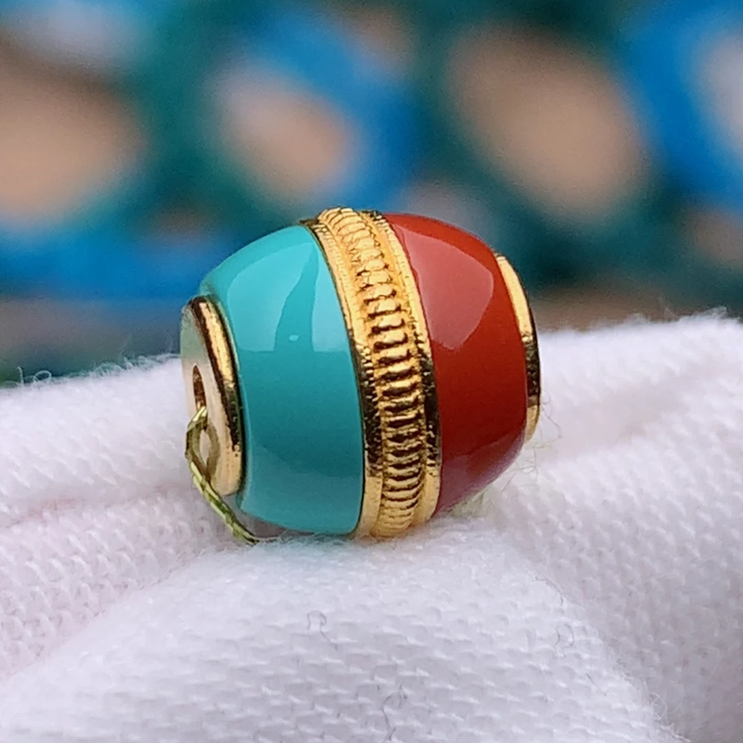 22K金镶嵌绿松石珠宝奇石7.9mm