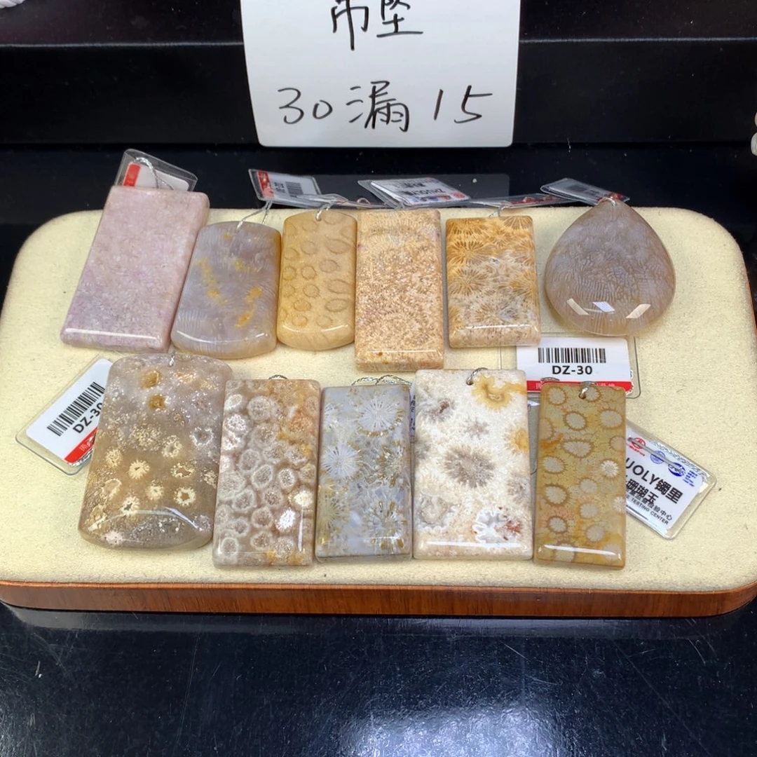 硅化珊瑚（珊瑚玉）未镶嵌吊坠(赠链)30漏15米一个可挑（52号）