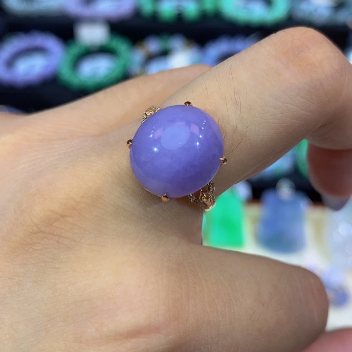 翡翠挂件18K金镶嵌翡翠