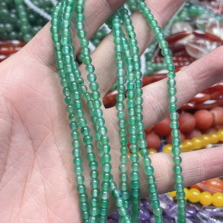 玛瑙/玉髓珠宝半成品未镶嵌一条4mm绿玛瑙