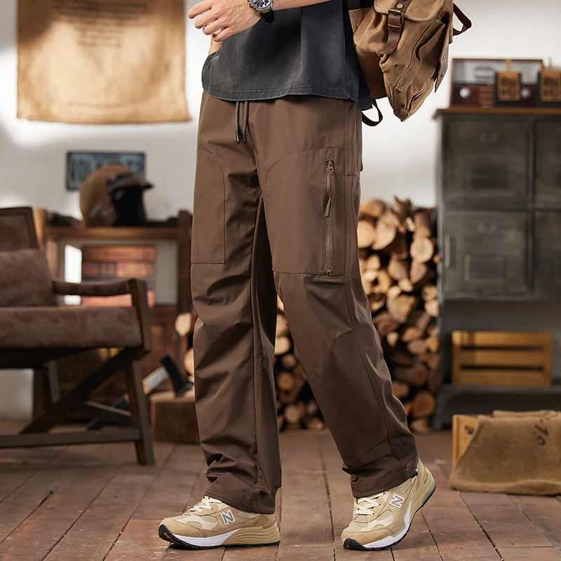 高端美式户外冲锋工装裤子男春秋新款直筒裤伞兵裤男士休闲长裤潮