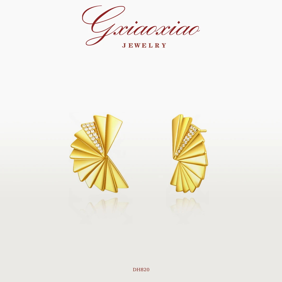 G XIAOXIAO 镀K金 时尚精致气质百搭扇形耳环 DH819 DH820