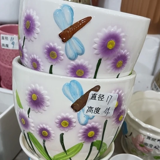 多肉绿植陶瓷花盆9.9包邮，有孔
