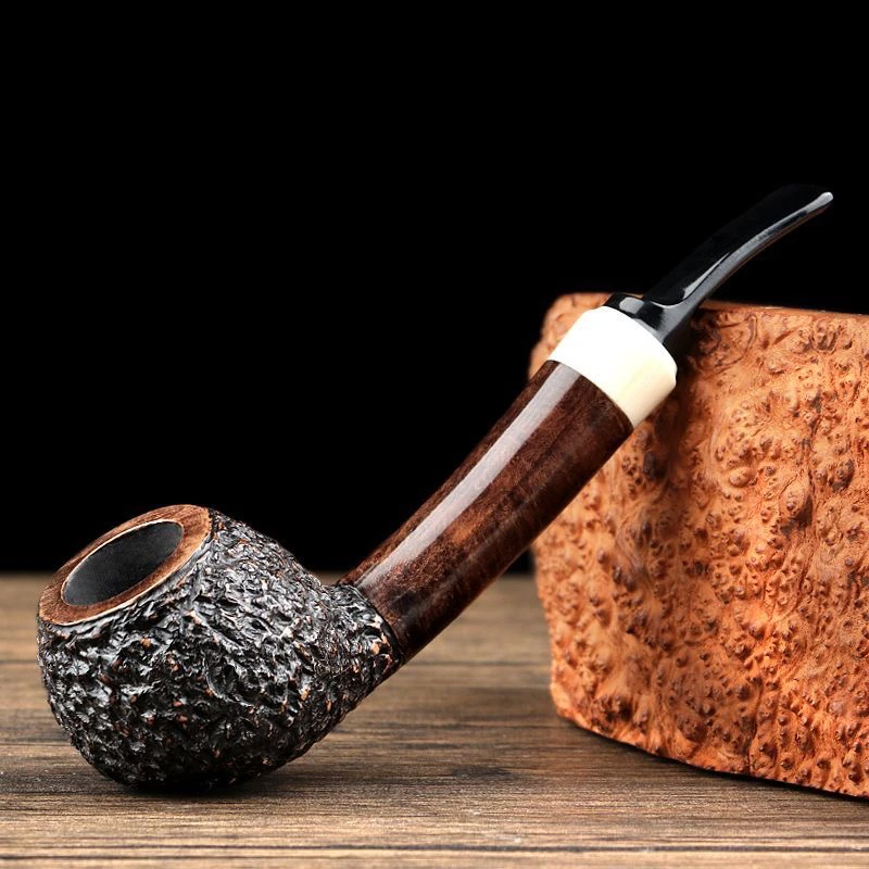 石楠木烟斗长柄直式烟斗木作老式烟斗随身把玩烟斗