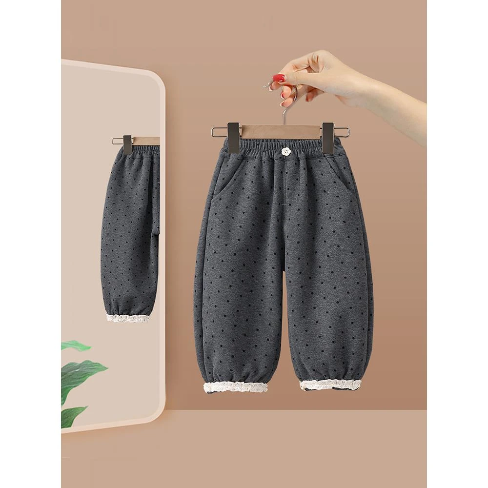 范哲萨女童加绒卫裤冬装2025新款宝宝加厚一体绒休闲裤子儿童保暖