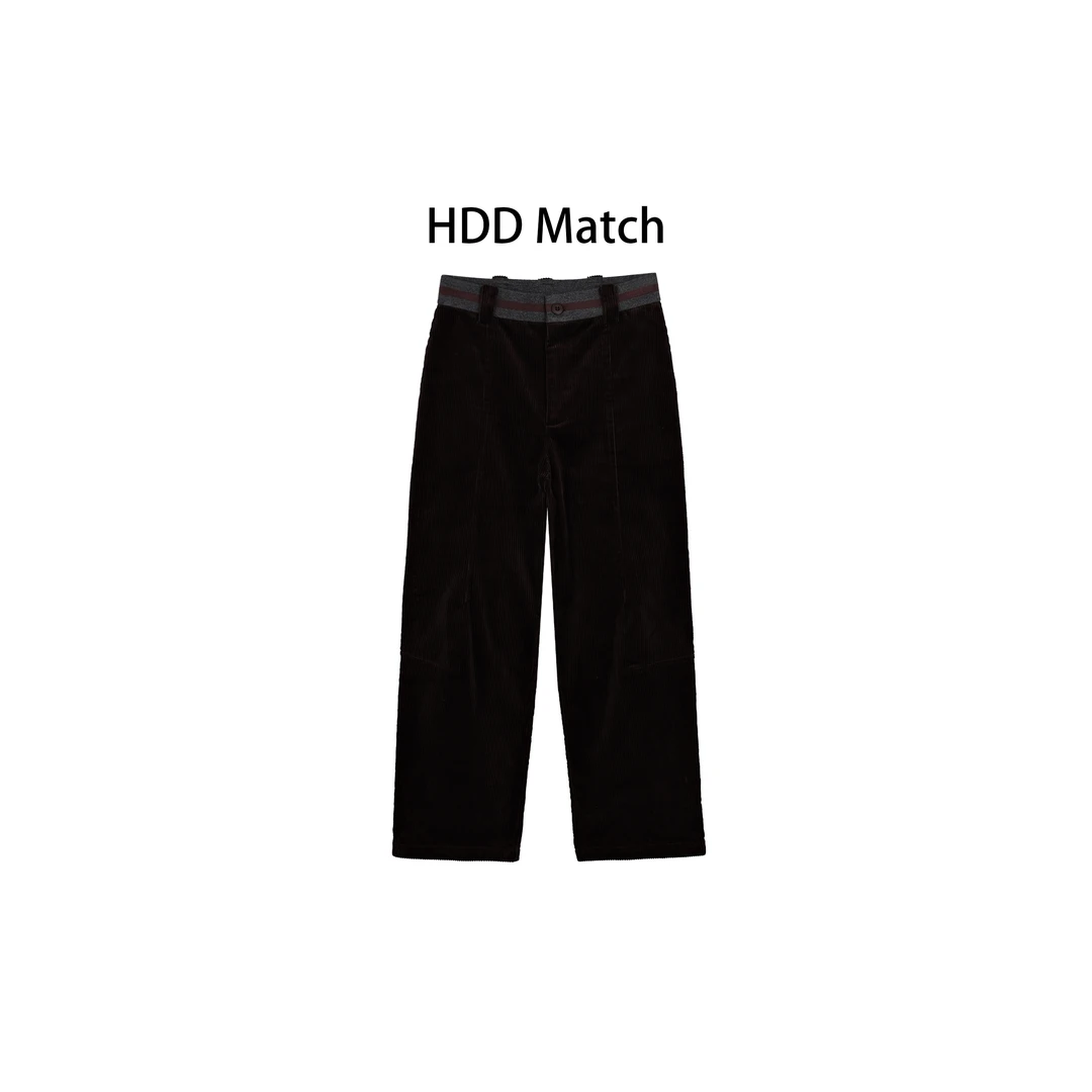 HDD- "条绒代码" 棉 秋季女款宽松拼色灯芯绒条绒休闲裤 Y8928