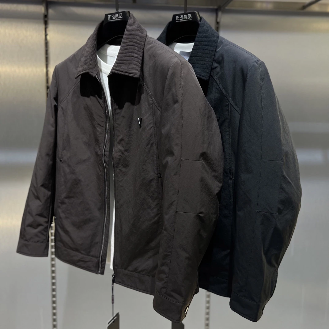 2025冬季新款欧货轻奢男士极简风翻领羽绒服外套时尚冬季