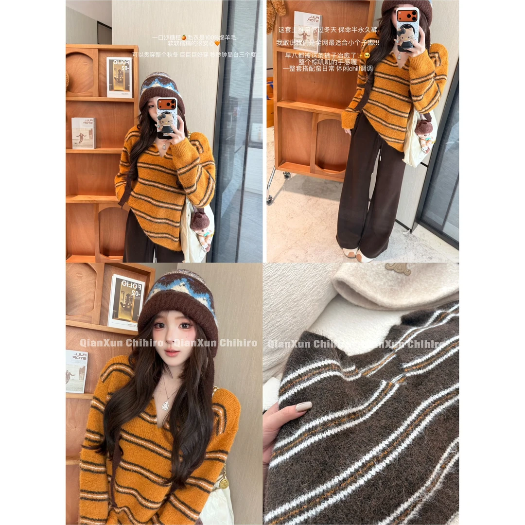 【千寻严选】秋季时尚气质百搭休闲洋气小众设计感毛衣QXQ5MY7271A