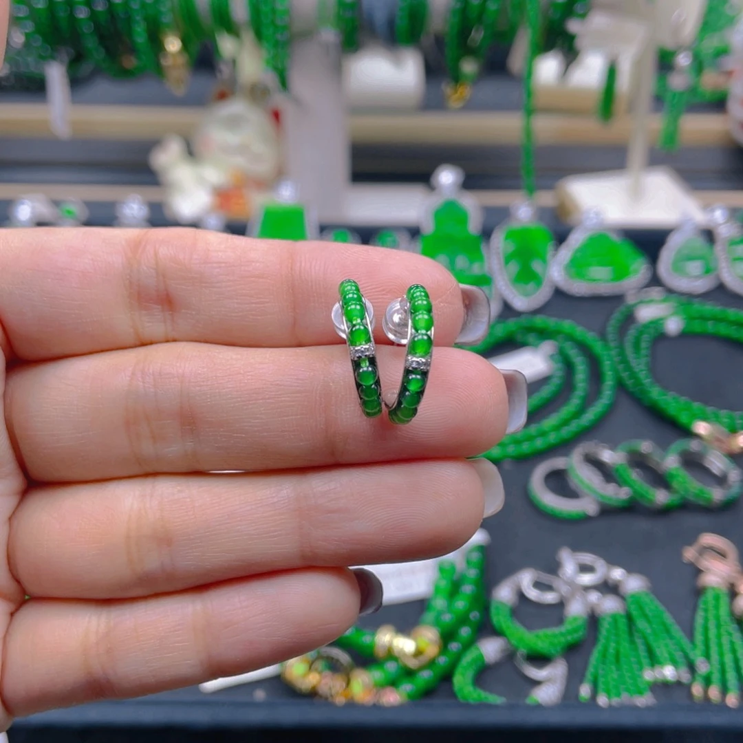 未镶嵌翡翠耳饰圆珠耳圈