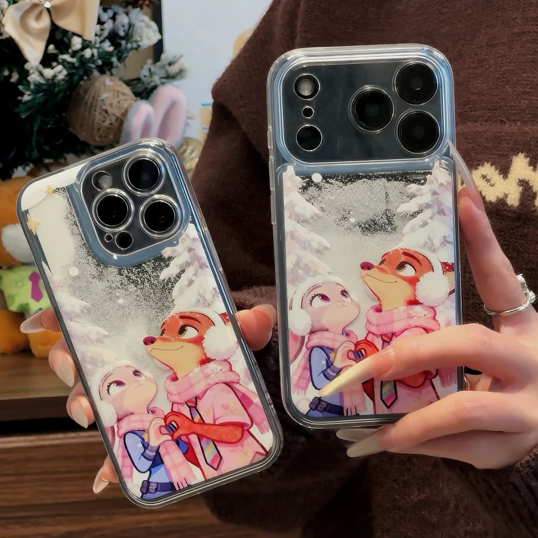 冬日雪景朱迪尼克适用苹果17流沙手机壳16华为P70vivo小米oppo套