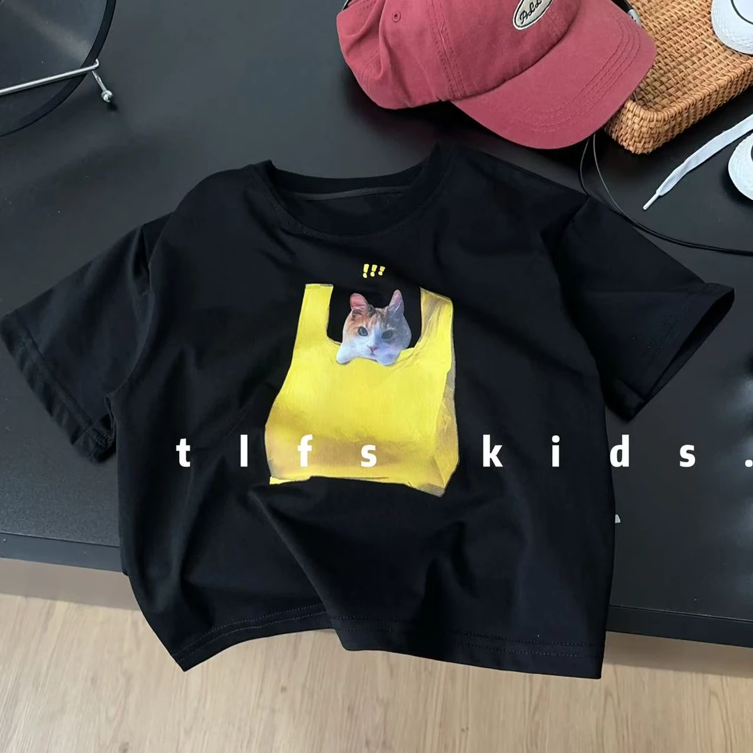童例「25336亲子小猫短袖T恤」夏季薄款儿童透气亲肤男童女童潮流韩