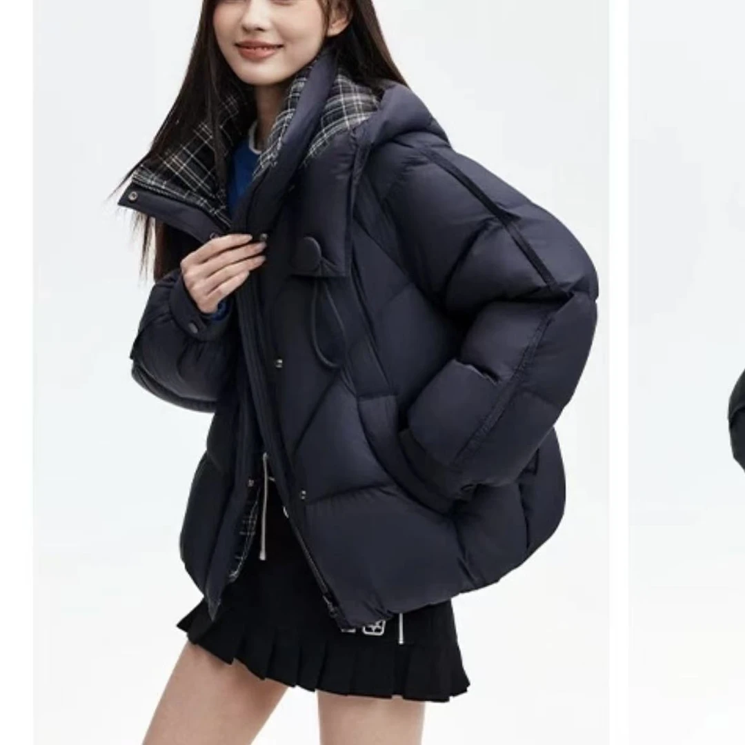 休闲风连帽拉链女保暖冬季羽绒服