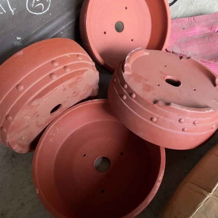紫砂25口径浅底圆盆一组四只