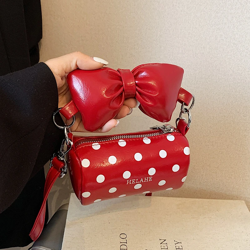 精致迷你小众波点包包女式2025新款夏季百搭斜挎包时尚超火口红包