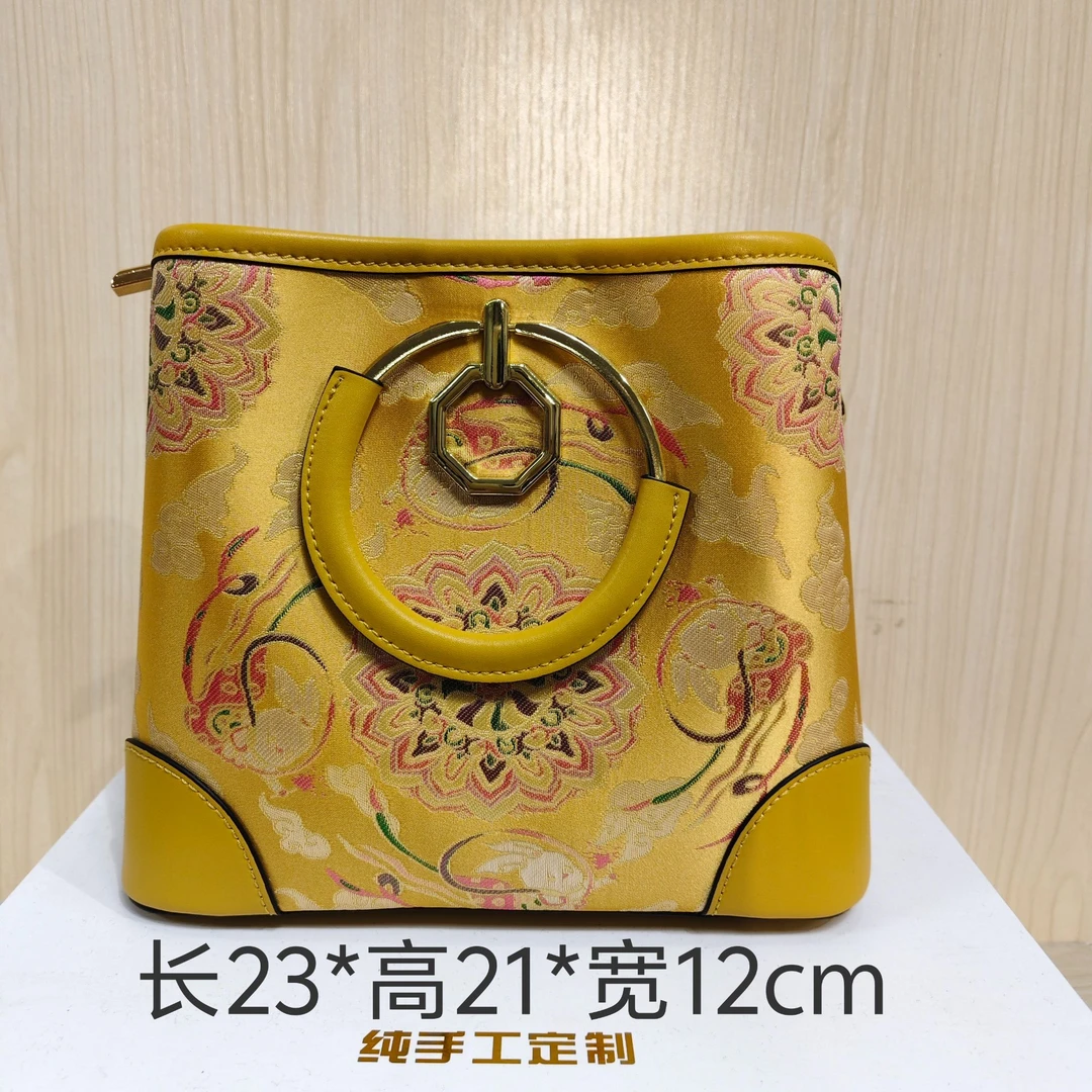 国风宋锦单斜跨桶包水桶包