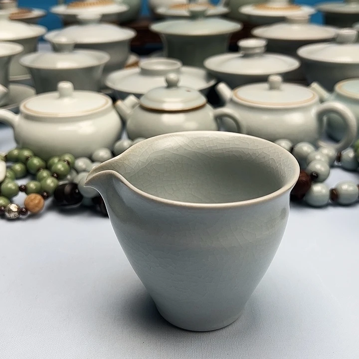 杯仿古月白釉公道杯原矿原釉原产地