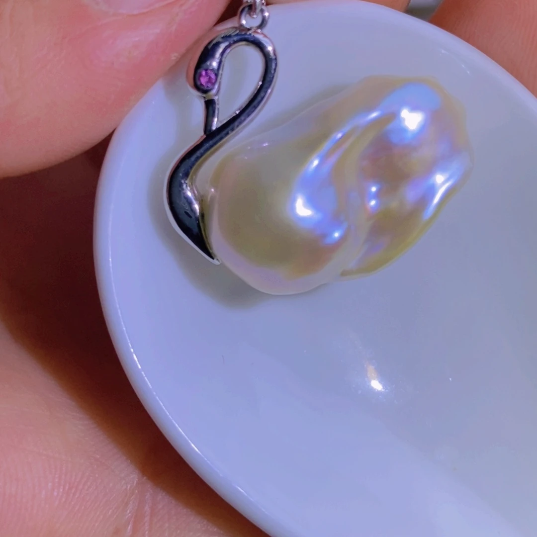 银S925镶嵌天然淡水珍珠淡水珍珠