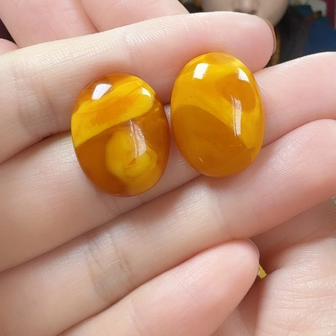 蜜蜡银S925镶嵌耳钉耳钉