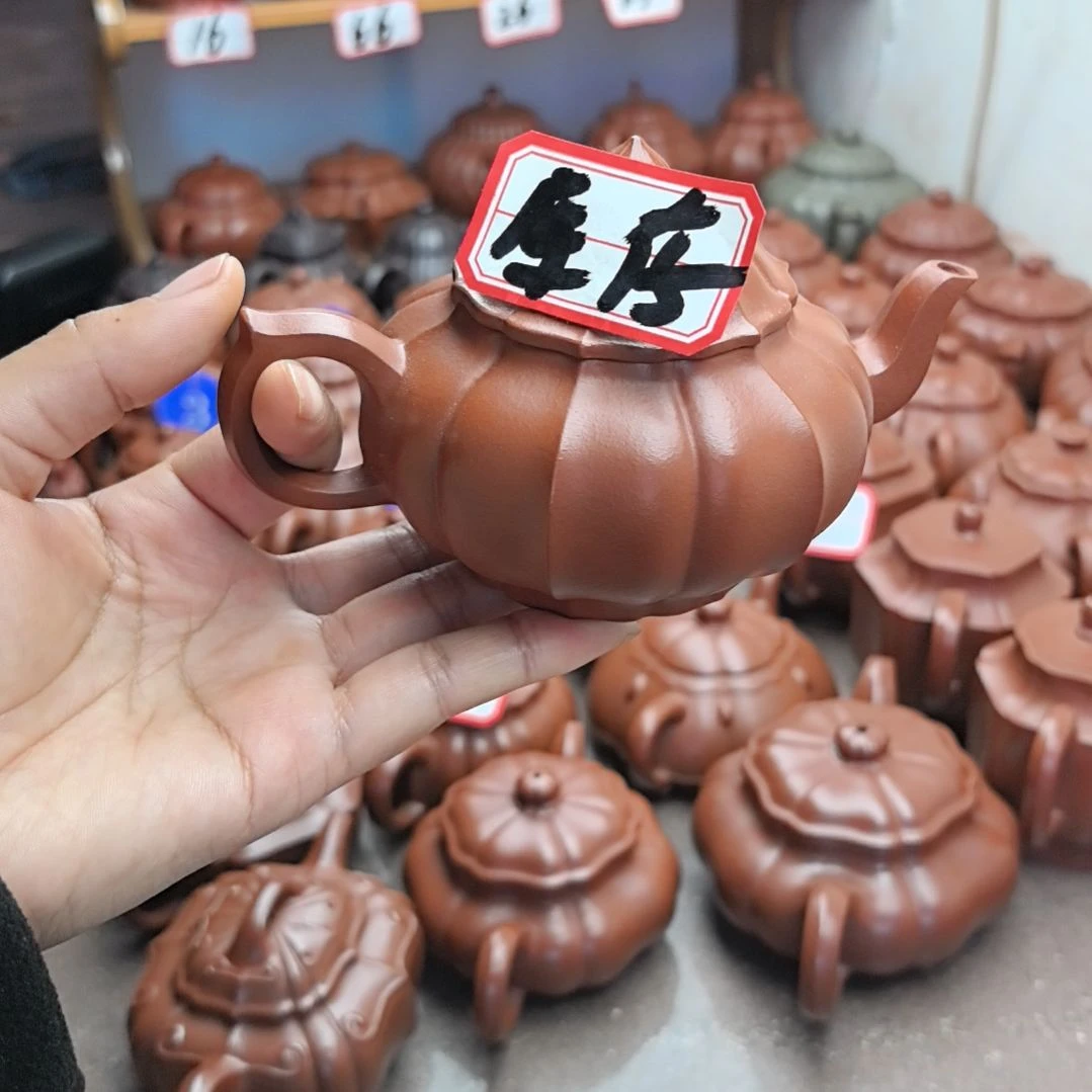 紫砂茶壶朱泥筋纹矮樱210cc