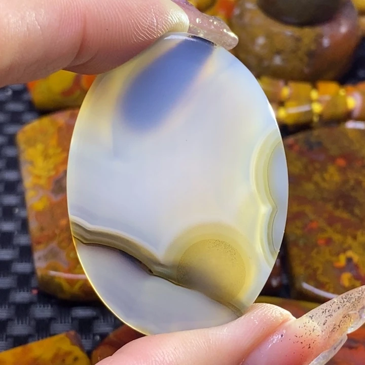 玛瑙/玉髓颈饰银S925镀金镶嵌