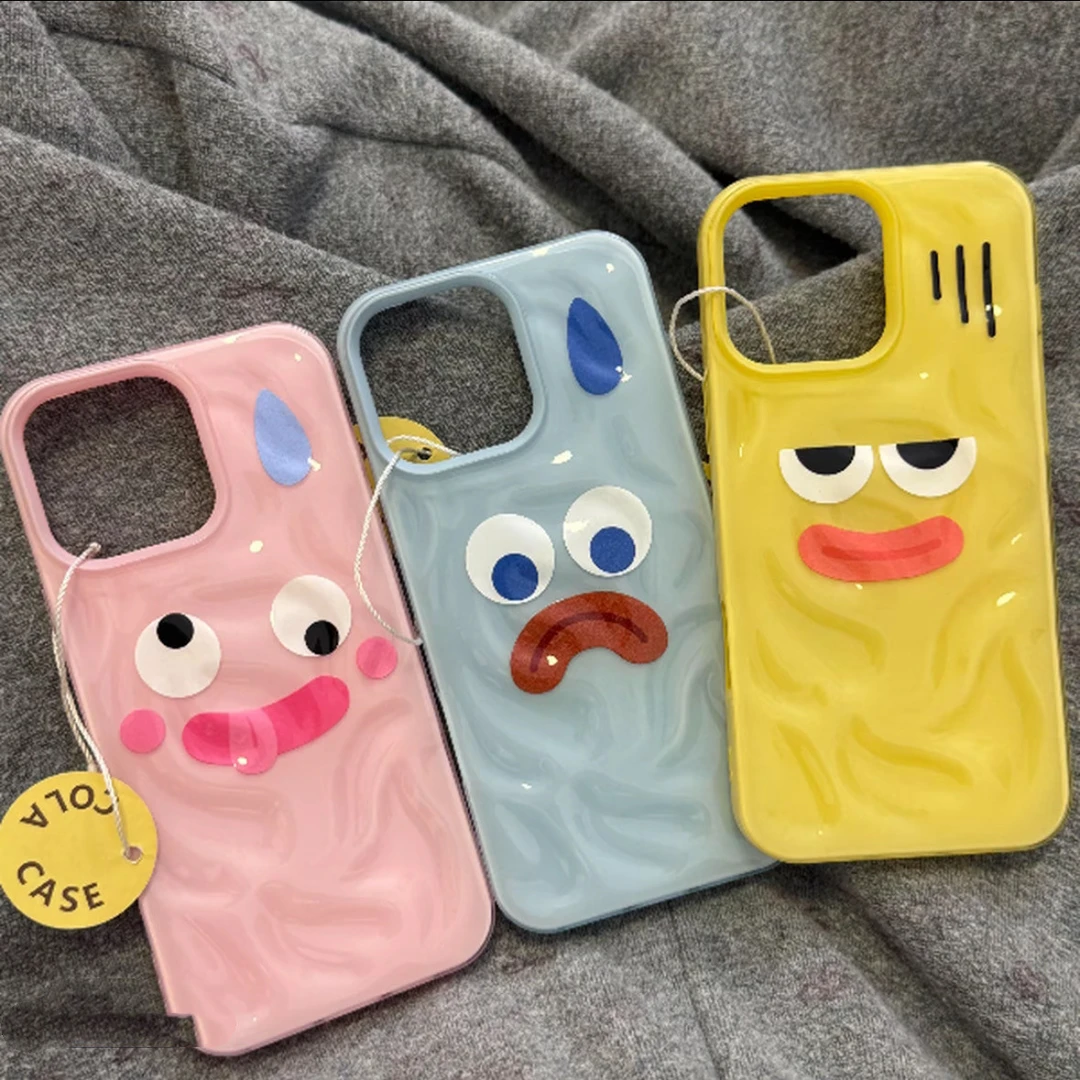 壳望眼睛表情波浪褶皱壳适用苹果iPhone15手机壳16新款14防摔16