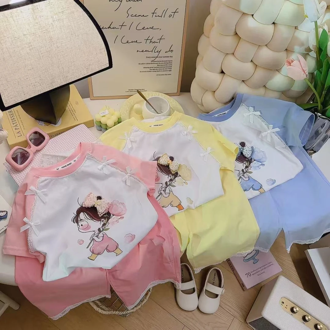 【亲子款】女童短袖T恤甜美半袖夏季洋气宝宝立体蝴蝶结圆领短T上衣