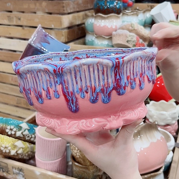 有孔.凑单10元陶瓷花盆发货！