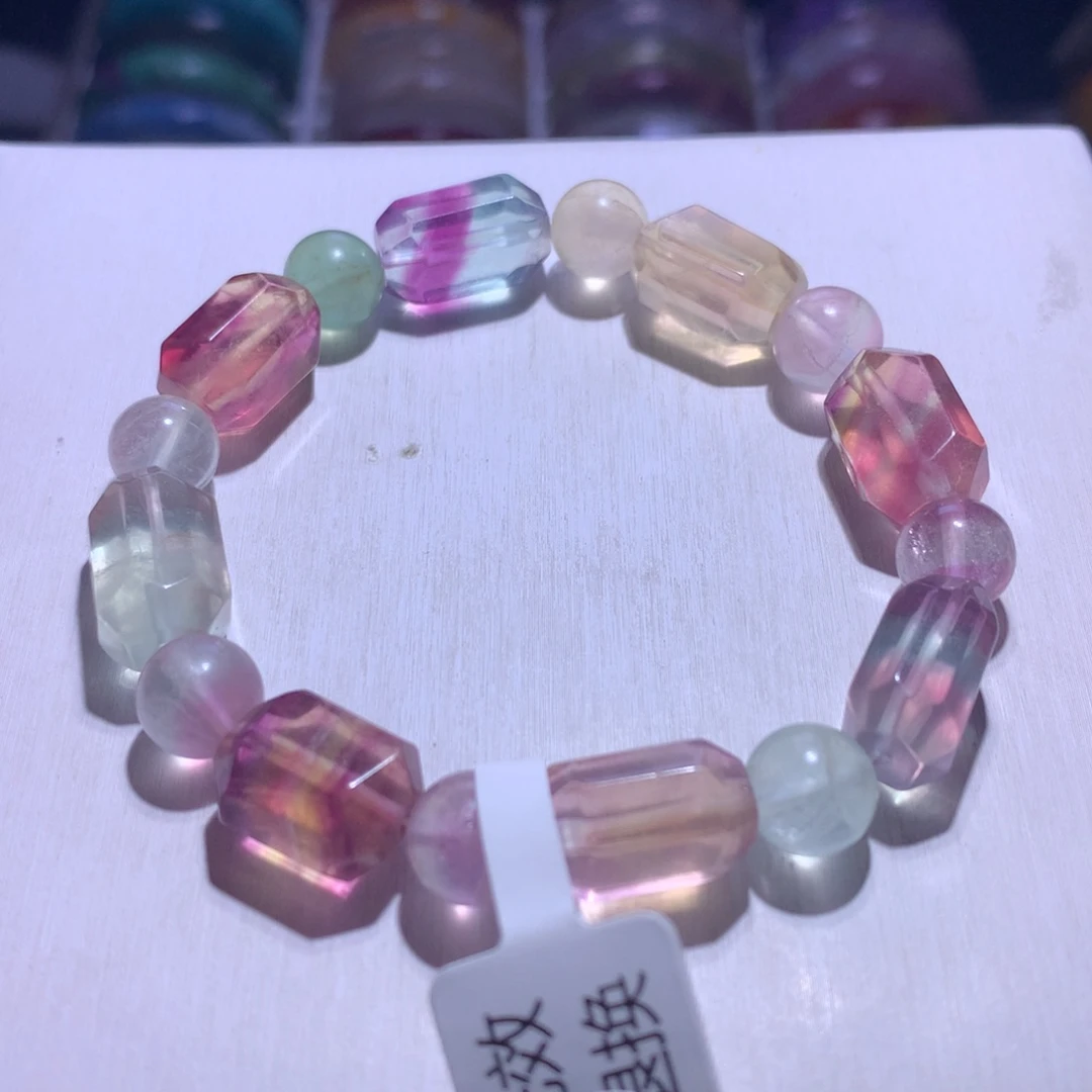 手串水晶银S925镶嵌萤石随形11.2m