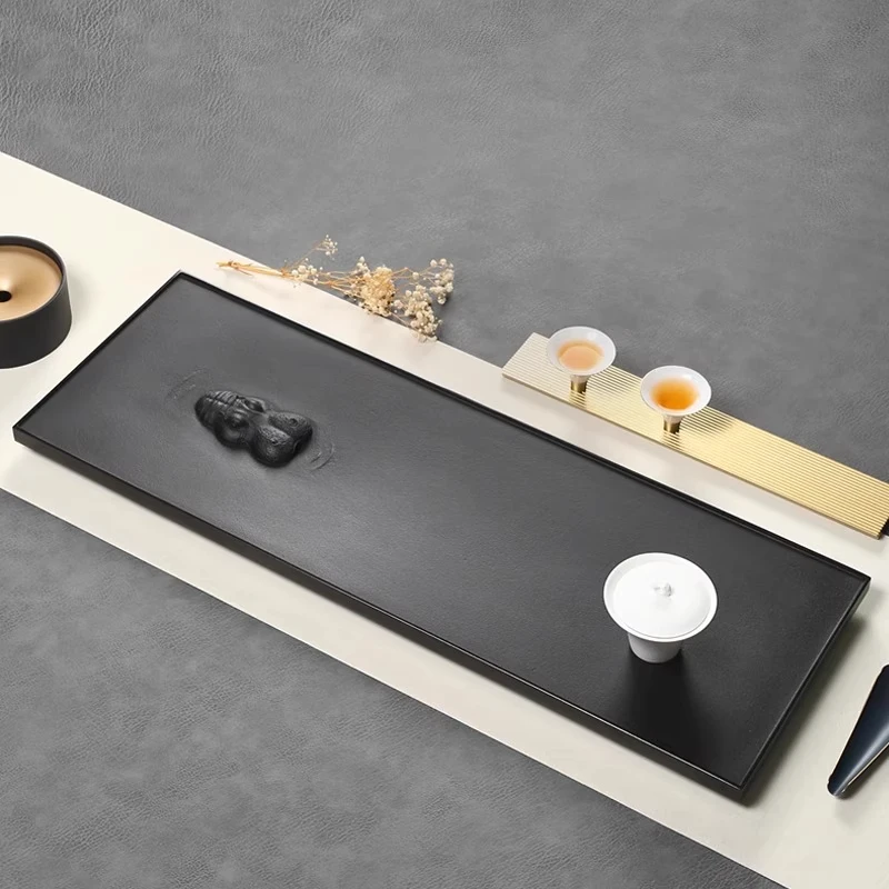 仁唐2025新款家用高档乌金石茶台现代简约客厅办公室茶具送礼托盘