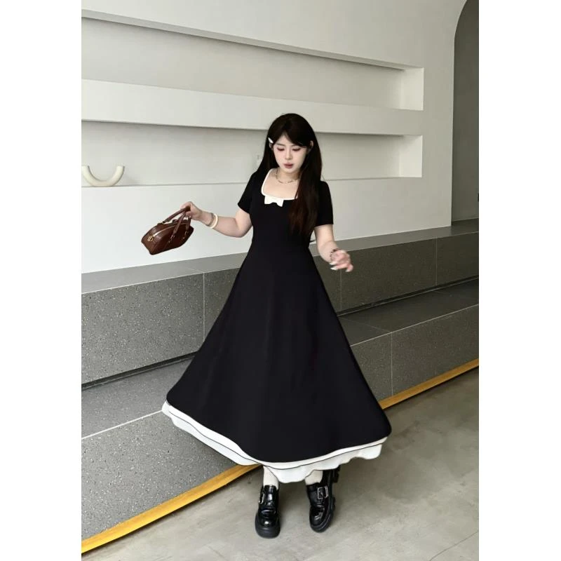 现货【嘎嘎】 欧若风胖mm大码春季新款显瘦气质学院风连衣裙02309D