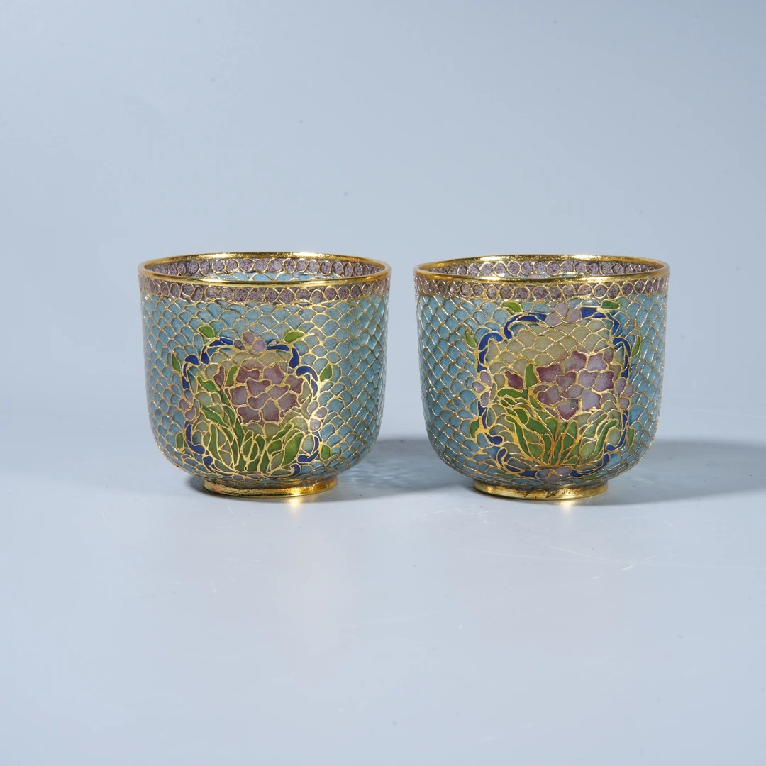 Tgz38 民国 掐丝珐琅杯一对