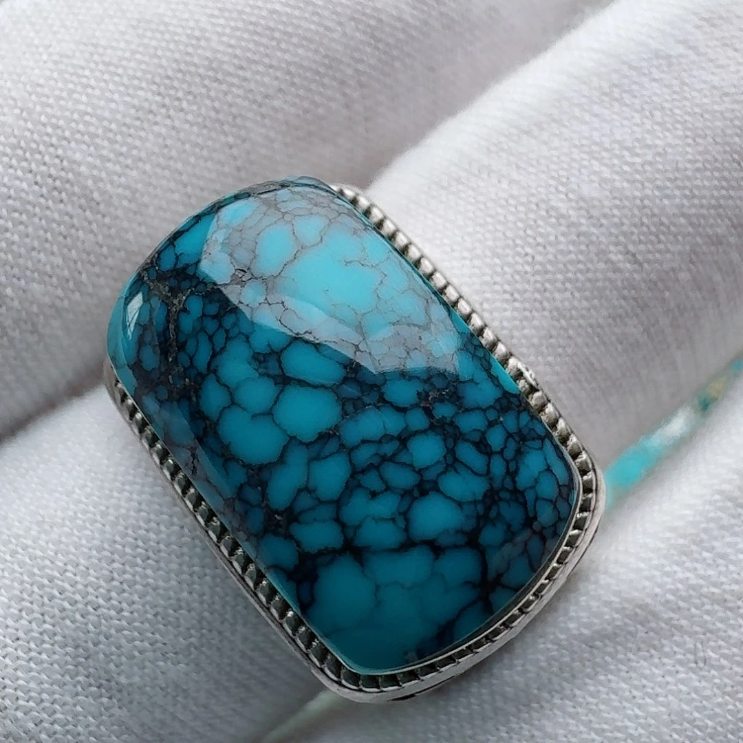 绿松石银S925镶嵌戒指