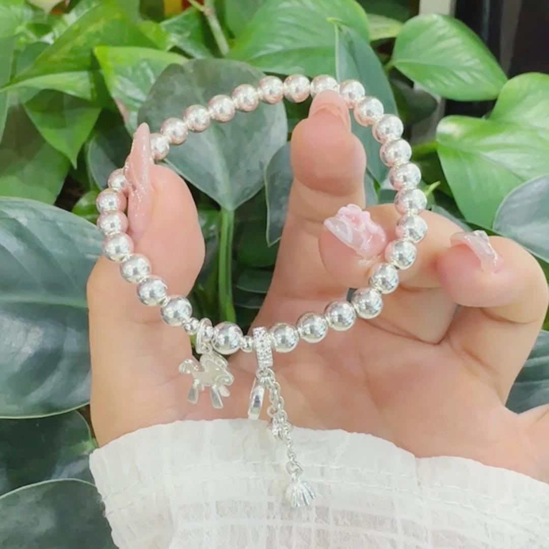 925银手链 纯银马上有$_$手链弹力线可调节松紧气质时尚可爱仙女