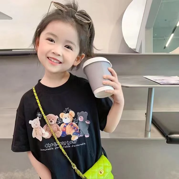 海外订单外贸撤回尾货~夏季ins潮牌纯棉短袖t恤女童夏季半袖上衣