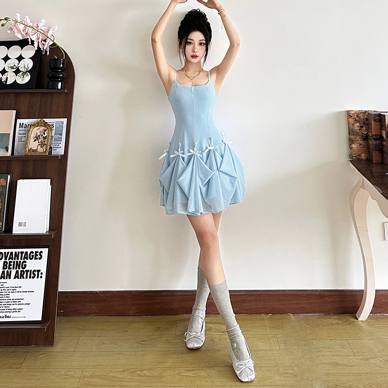 Malou 薄雾少女温柔氧气感网纱显瘦多穿法度假连衣裙女K25D64955