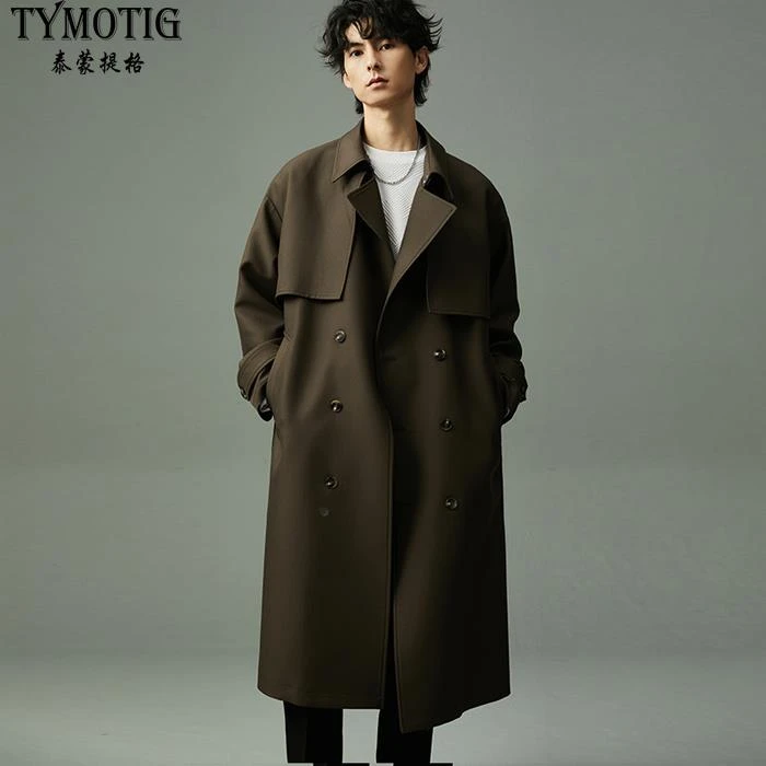 商场撤柜 2024春秋季新款双排扣风衣男中长宽松系带外套设计感高