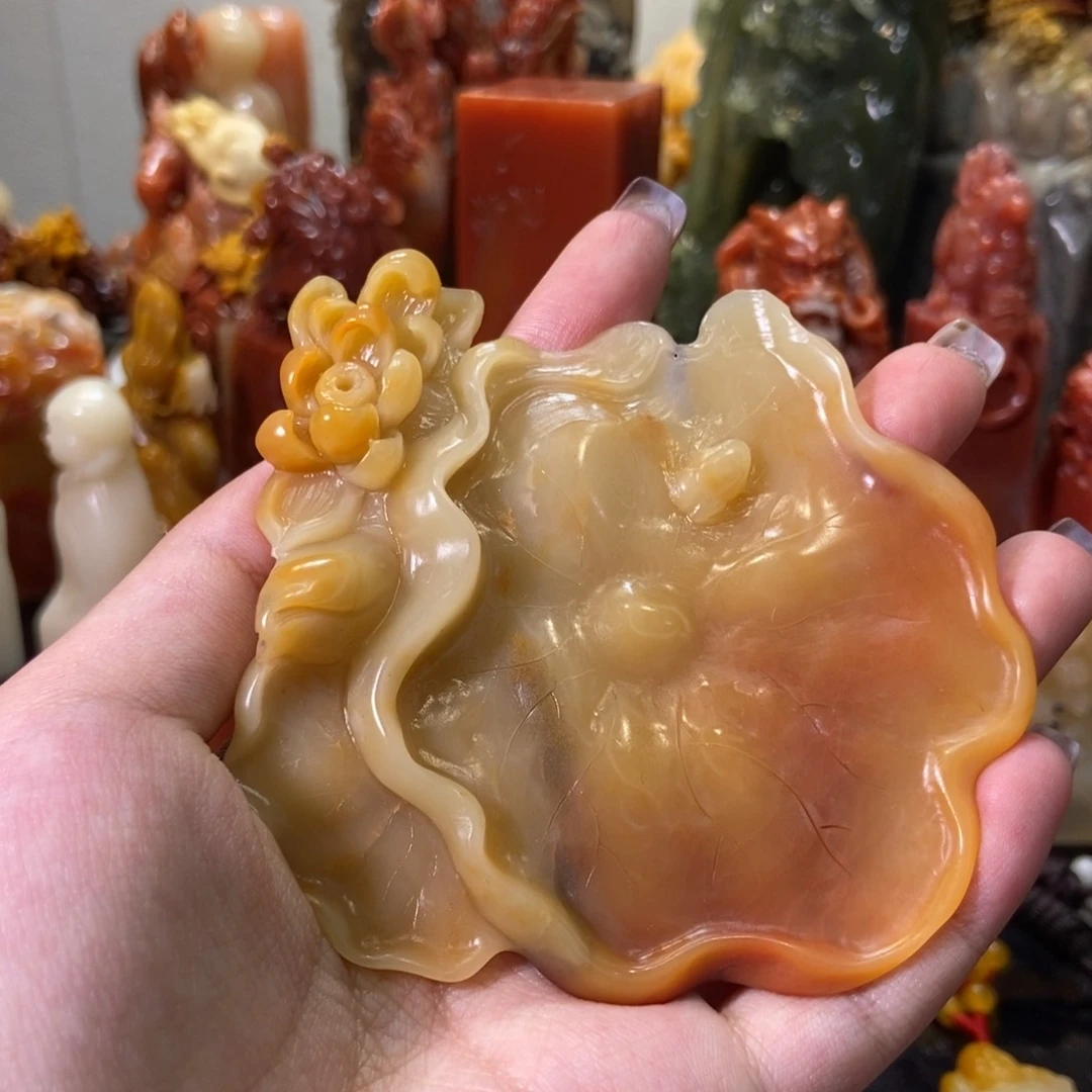 寿山石印石芙蓉笔洗 香插