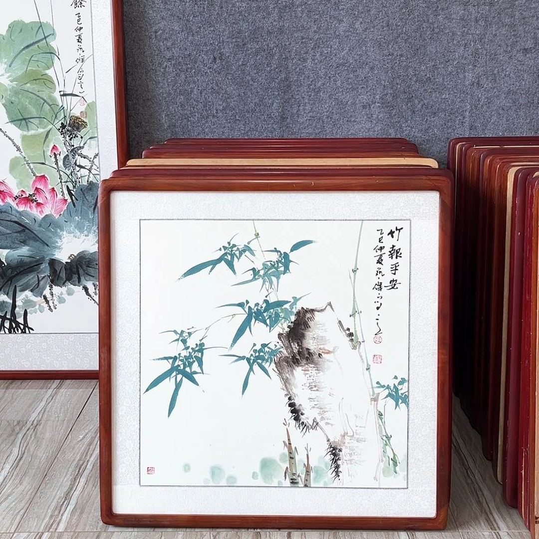 国画书画作品带框63×63